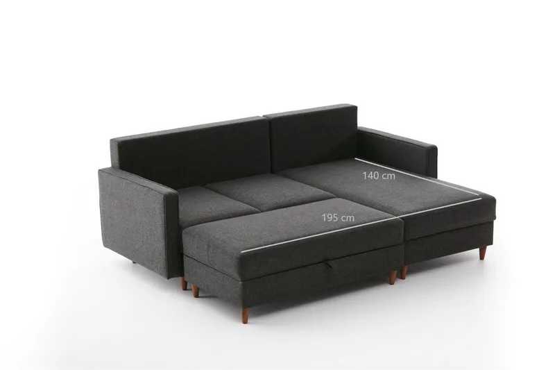 Braneles Soffa m. Divan 4-sits - Antracit - Möbler - Vardagsrum - Soffor - Divansoffa & schäslong