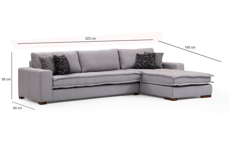CHACABUCO Soffa m. Divan 4-sits Ljusgrå - Möbler - Vardagsrum - Soffor - Divansoffa & schäslong