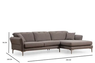 Chandara Soffa m. Divan 3-sits - Grå - Möbler - Vardagsrum - Soffor - Divansoffa & schäslong