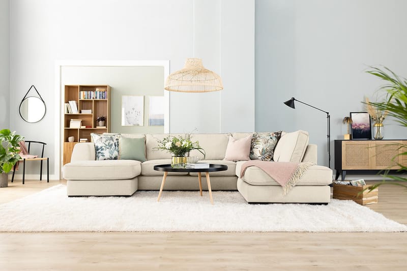 CLARKVILLE 3-sits Soffa med Schäslong Vänster Beige - Möbler - Vardagsrum - Soffor - Divansoffa & schäslong