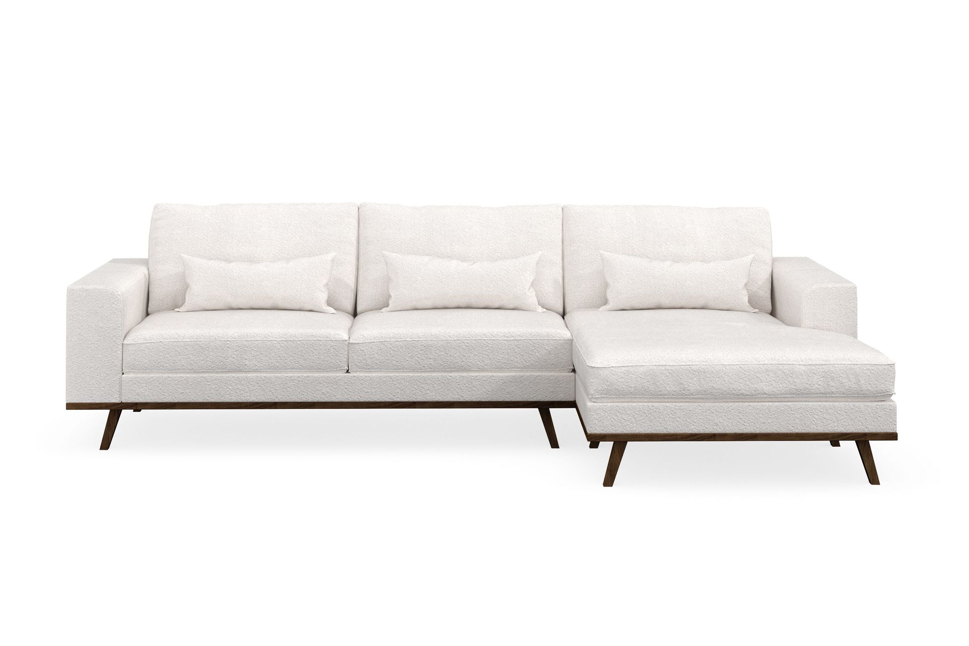 Copenhagen 4-sits H&ouml;gerv&auml;nd L-formad Divansoffa i Boucl&eacute; - Vit