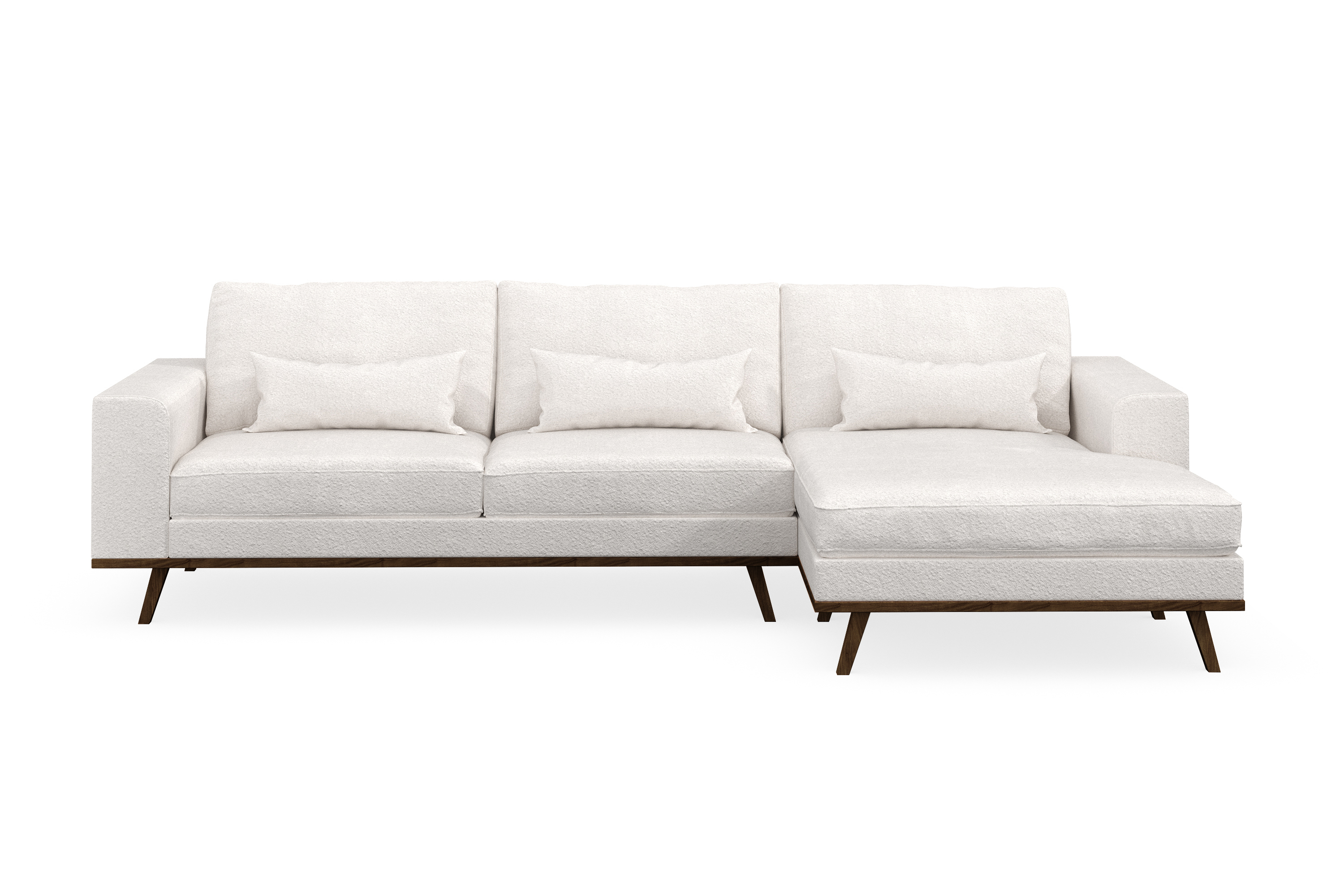 copenhagen 4-sits högervänd l-formad divansoffa i bouclé - vit