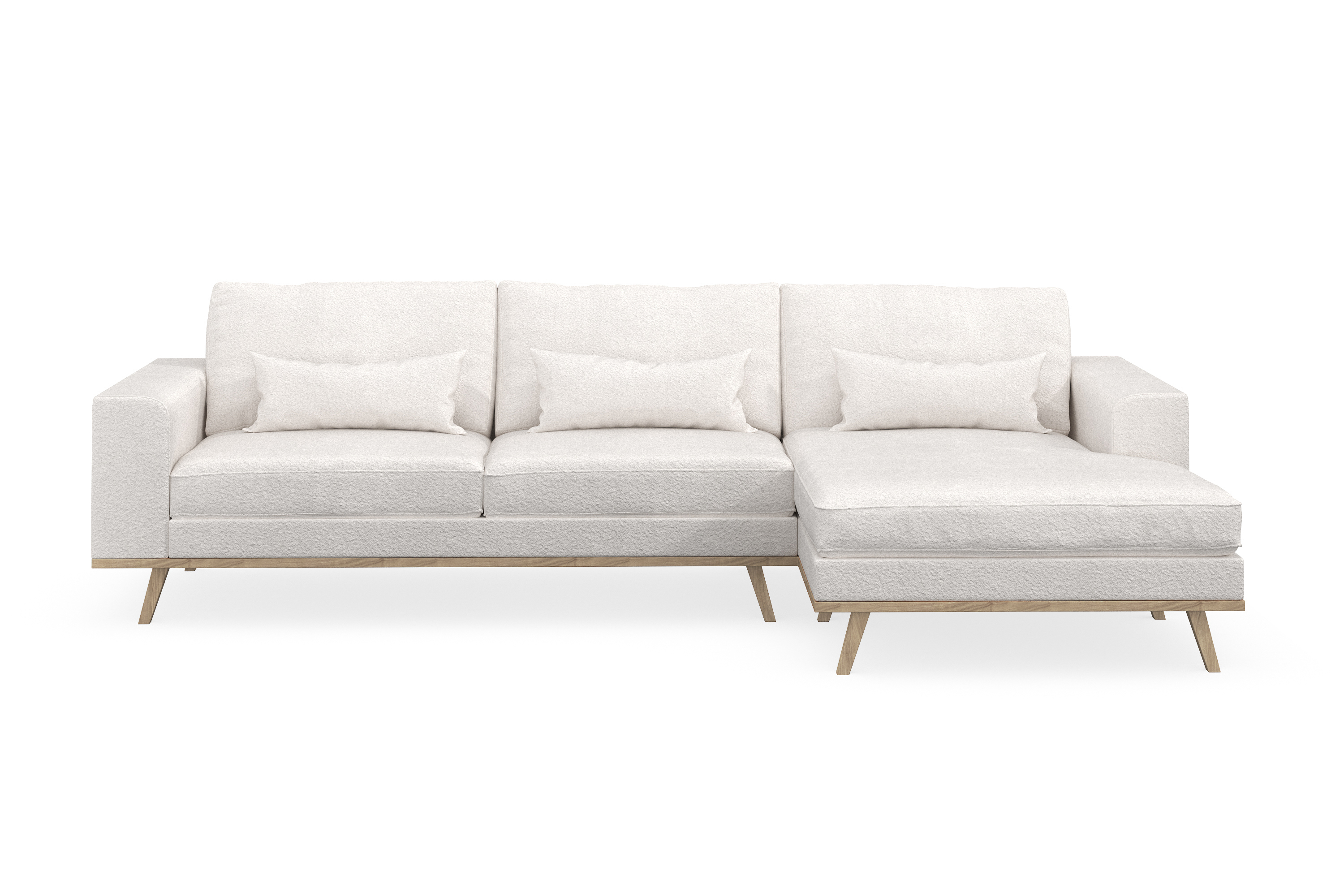 copenhagen 4-sits högervänd l-formad divansoffa i bouclé - vit