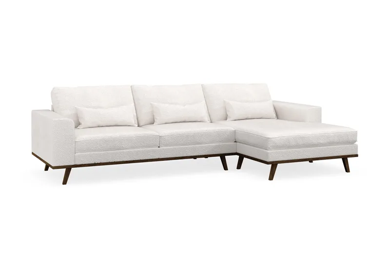 Copenhagen 4-sits Högervänd L-formad Divansoffa i Bouclé - Vit - Möbler - Vardagsrum - Soffor - Divansoffa & schäslong