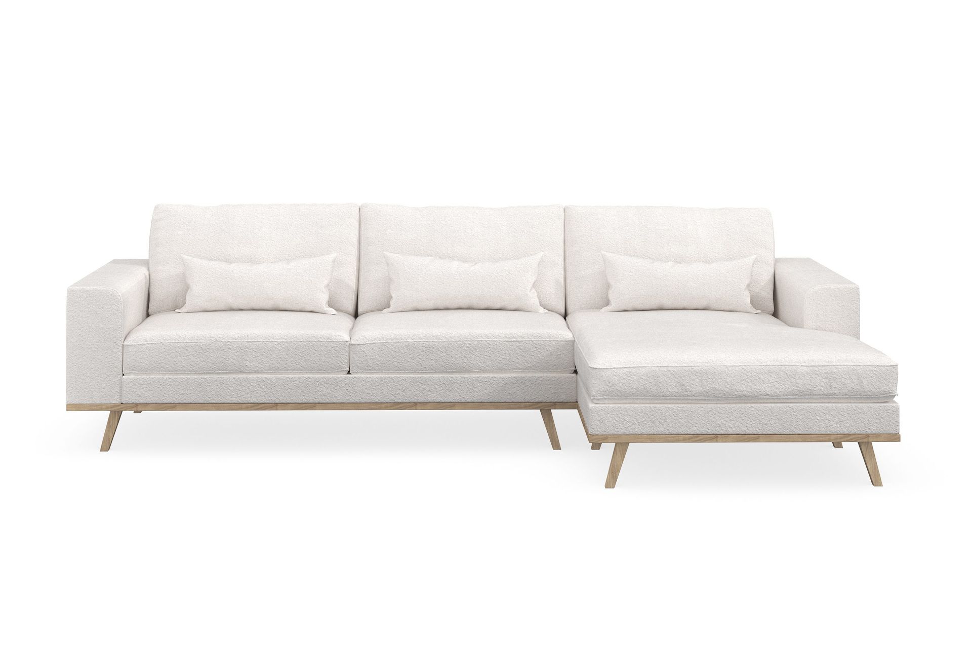 copenhagen 4-sits högervänd l-formad divansoffa i bouclé - vit