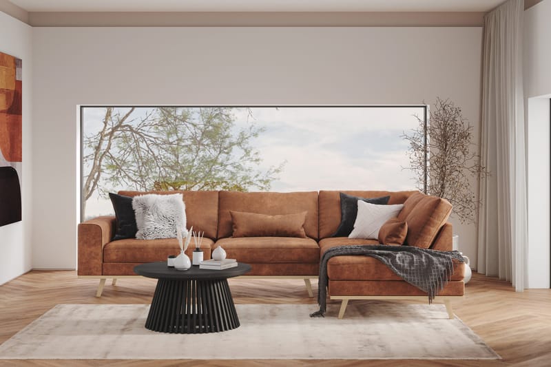 Copenhagen 4-sits Högervänd L-formad Divansoffa i Konstläder - Brun - Möbler - Vardagsrum - Soffor - Divansoffa & schäslong