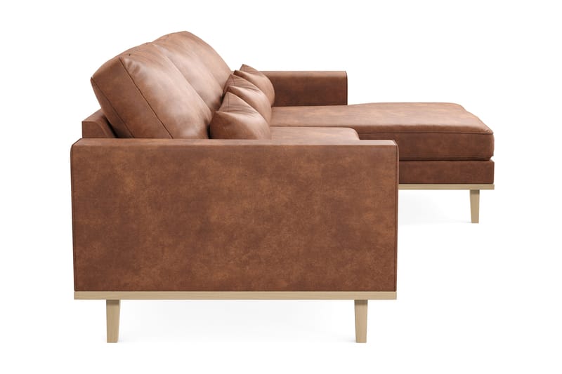 Copenhagen 4-sits Högervänd L-formad Divansoffa i Konstläder - Brun - Möbler - Vardagsrum - Soffor - Divansoffa & schäslong