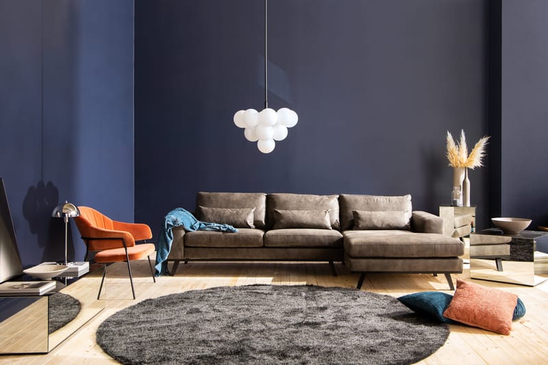 Copenhagen 4-sits Högervänd L-formad Divansoffa i Konstläder - Mörkgrå - Möbler - Vardagsrum - Soffor - Divansoffa & schäslong