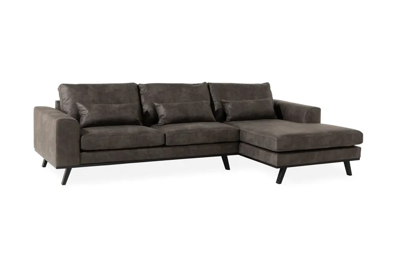 Copenhagen 4-sits Högervänd L-formad Divansoffa i Konstläder - Mörkgrå - Möbler - Vardagsrum - Soffor - Divansoffa & schäslong