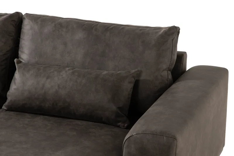 Copenhagen 4-sits Högervänd L-formad Divansoffa i Konstläder - Mörkgrå - Möbler - Vardagsrum - Soffor - Divansoffa & schäslong