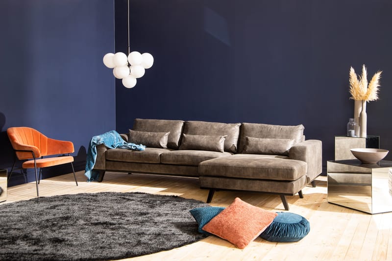 Copenhagen 4-sits Högervänd L-formad Divansoffa i Konstläder - Mörkgrå - Möbler - Vardagsrum - Soffor - Divansoffa & schäslong