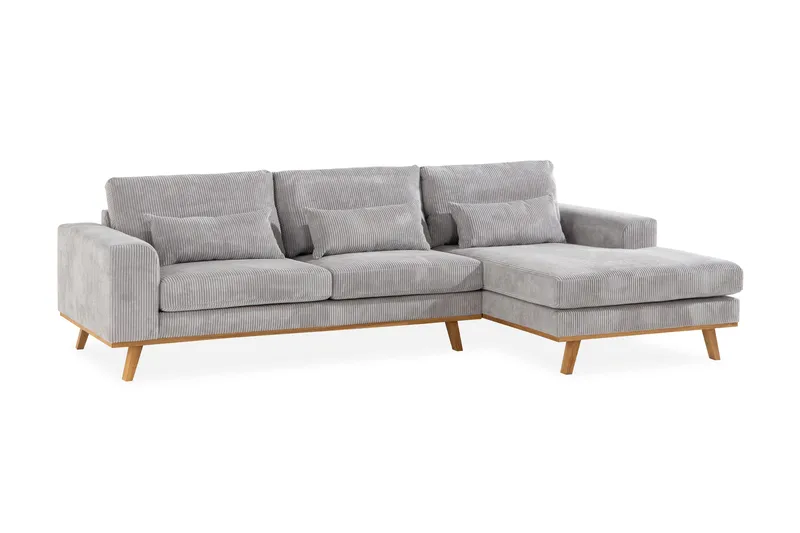 Copenhagen 4-sits Högervänd L-formad Divansoffa i Manchester - Ljusgrå - Möbler - Vardagsrum - Soffor - Divansoffa & schäslong