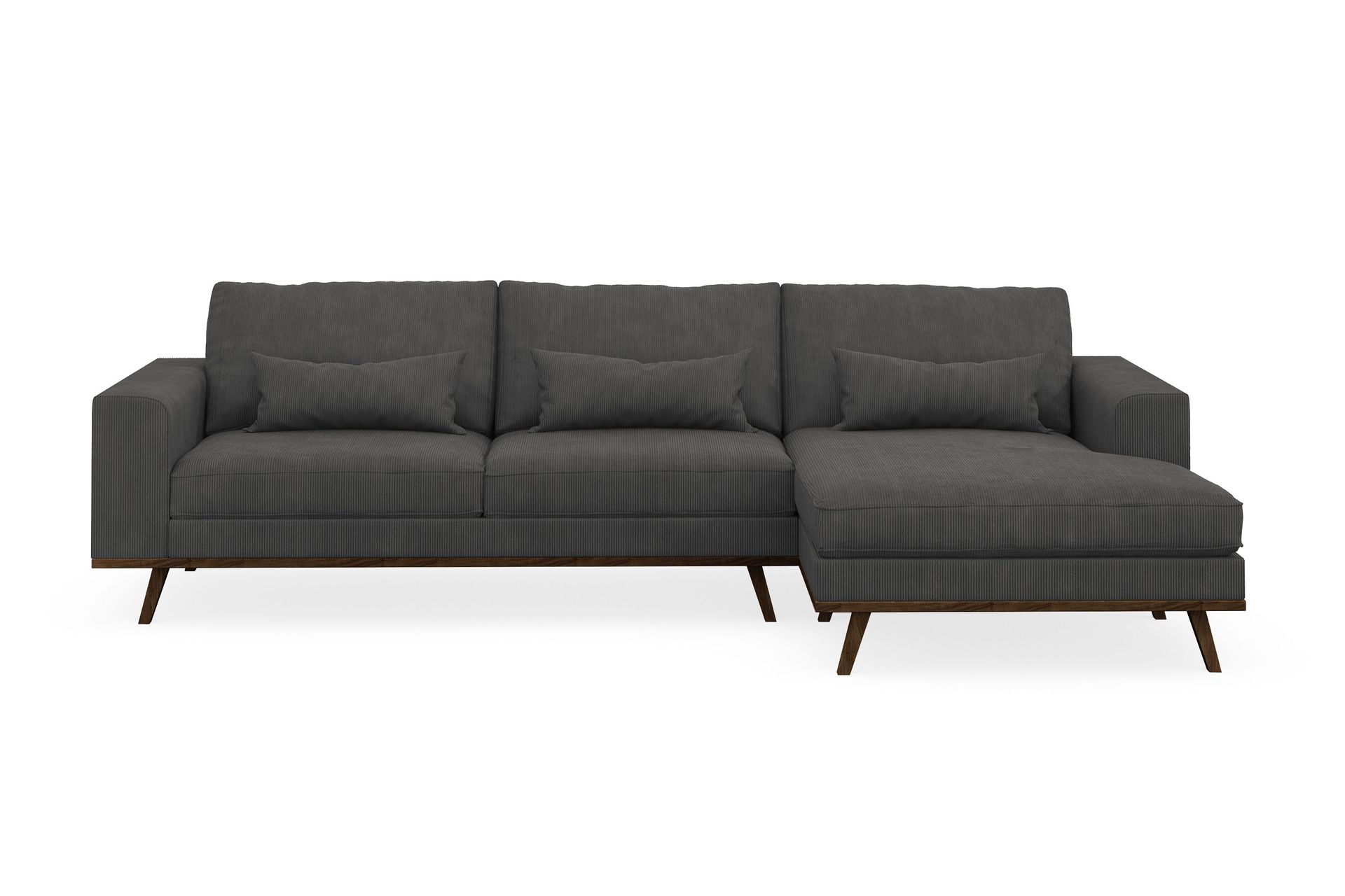 copenhagen 4-sits högervänd l-formad divansoffa i manchester - mörkgrå