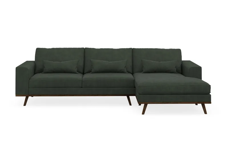 Copenhagen 4-sits Högervänd L-formad Divansoffa i Manchester - Mörkgrön - Möbler - Vardagsrum - Soffor - Divansoffa & schäslong