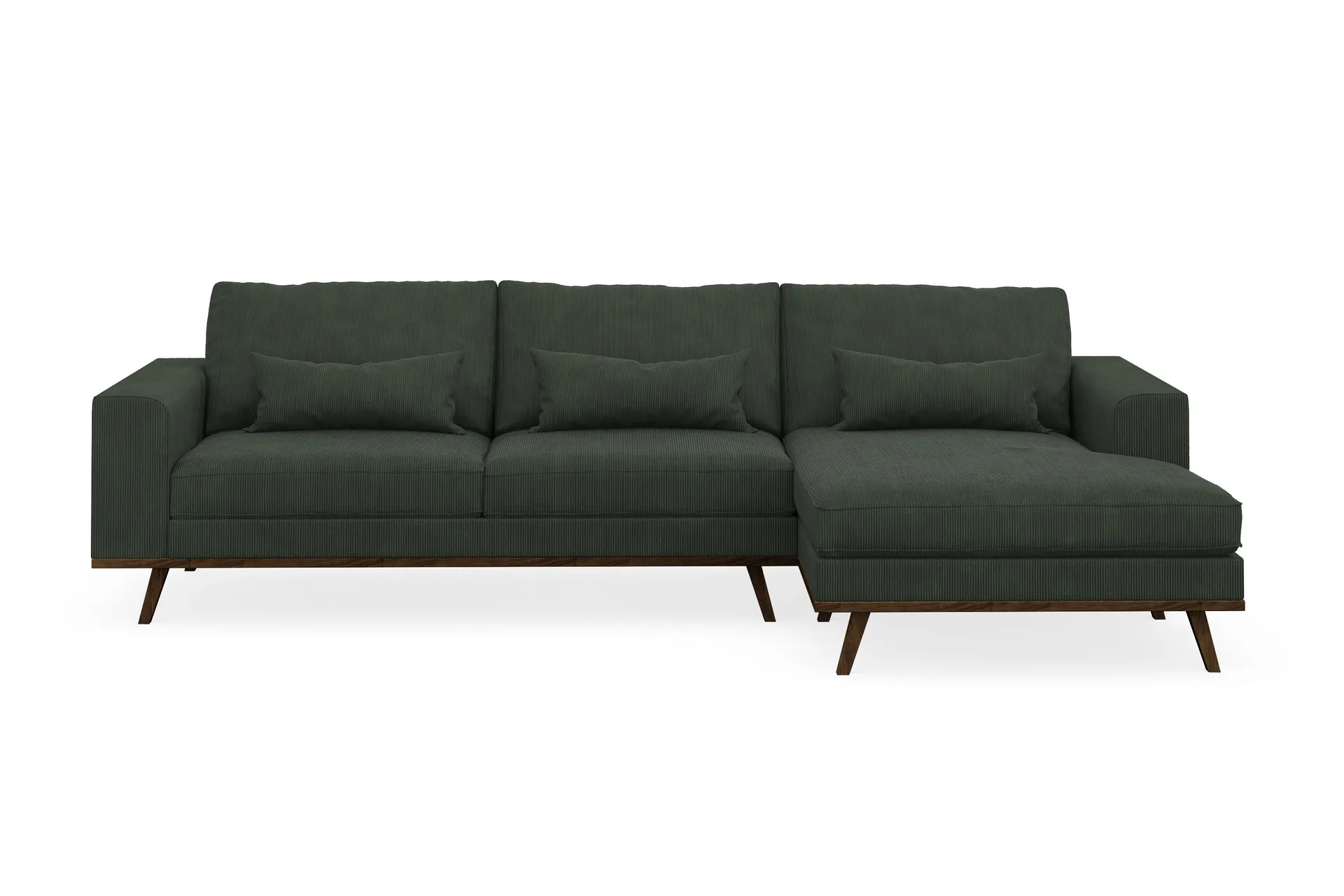 Copenhagen 4-sits H&ouml;gerv&auml;nd L-formad Divansoffa i Manchester - M&ouml;rkgr&ouml;n