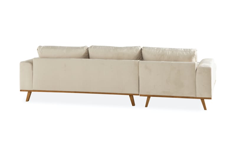 Copenhagen 4-sits Högervänd L-formad Divansoffa i Sammet - Beige - Möbler - Vardagsrum - Soffor - Divansoffa & schäslong