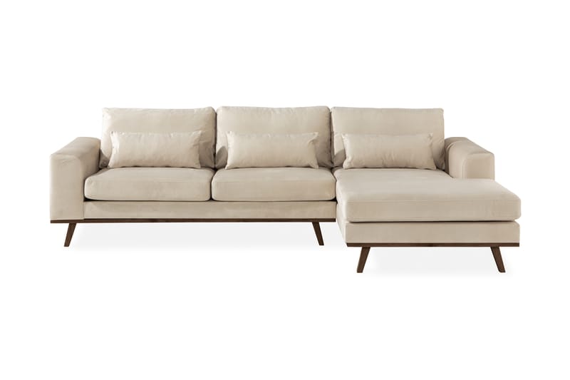 Copenhagen 4-sits Högervänd L-formad Divansoffa i Sammet - Beige - Möbler - Vardagsrum - Soffor - Divansoffa & schäslong