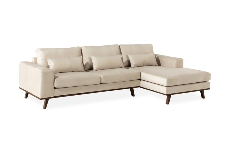 Copenhagen 4-sits Högervänd L-formad Divansoffa i Sammet - Beige - Möbler - Vardagsrum - Soffor - Divansoffa & schäslong