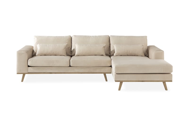 Copenhagen 4-sits Högervänd L-formad Divansoffa i Sammet - Beige - Möbler - Vardagsrum - Soffor - Divansoffa & schäslong