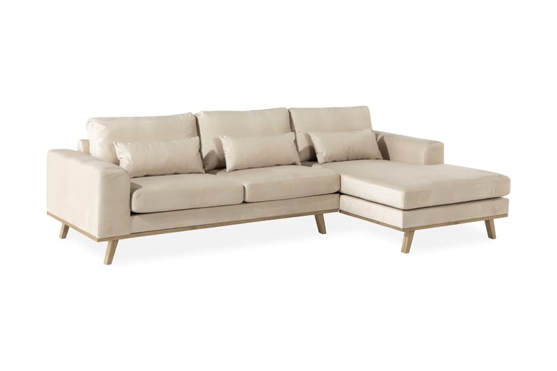 Copenhagen 4-sits Högervänd L-formad Divansoffa i Sammet - Beige - Möbler - Vardagsrum - Soffor - Divansoffa & schäslong