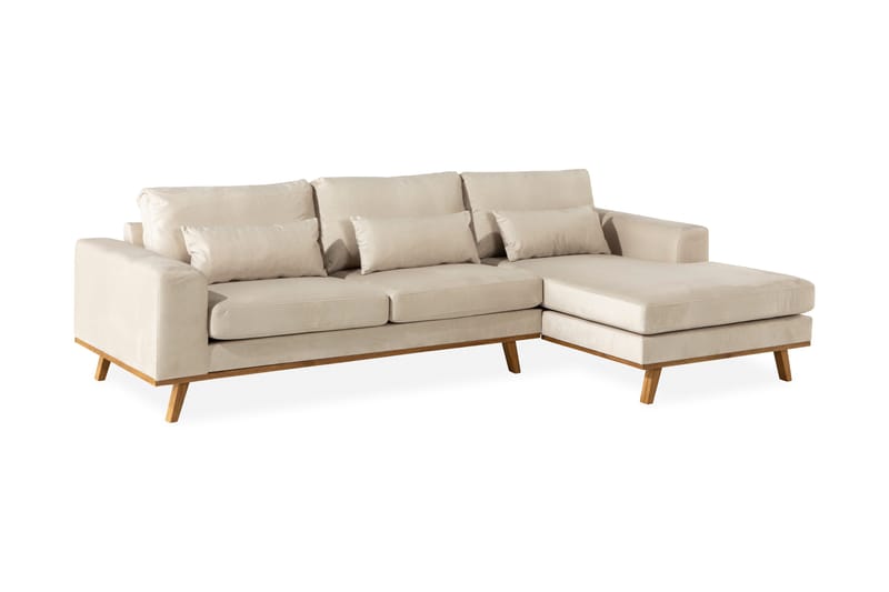 Copenhagen 4-sits Högervänd L-formad Divansoffa i Sammet - Beige - Möbler - Vardagsrum - Soffor - Divansoffa & schäslong