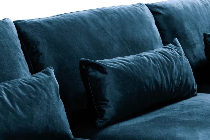 Copenhagen 4-sits Högervänd L-formad Divansoffa i Sammet - Blå - Möbler - Vardagsrum - Soffor - Divansoffa & schäslong