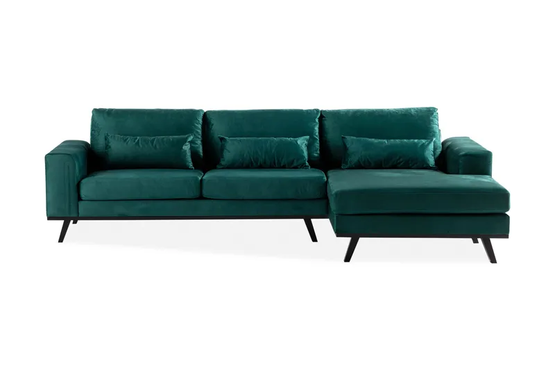 Copenhagen 4-sits Högervänd L-formad Divansoffa i Sammet - Grön - Möbler - Vardagsrum - Soffor - Divansoffa & schäslong