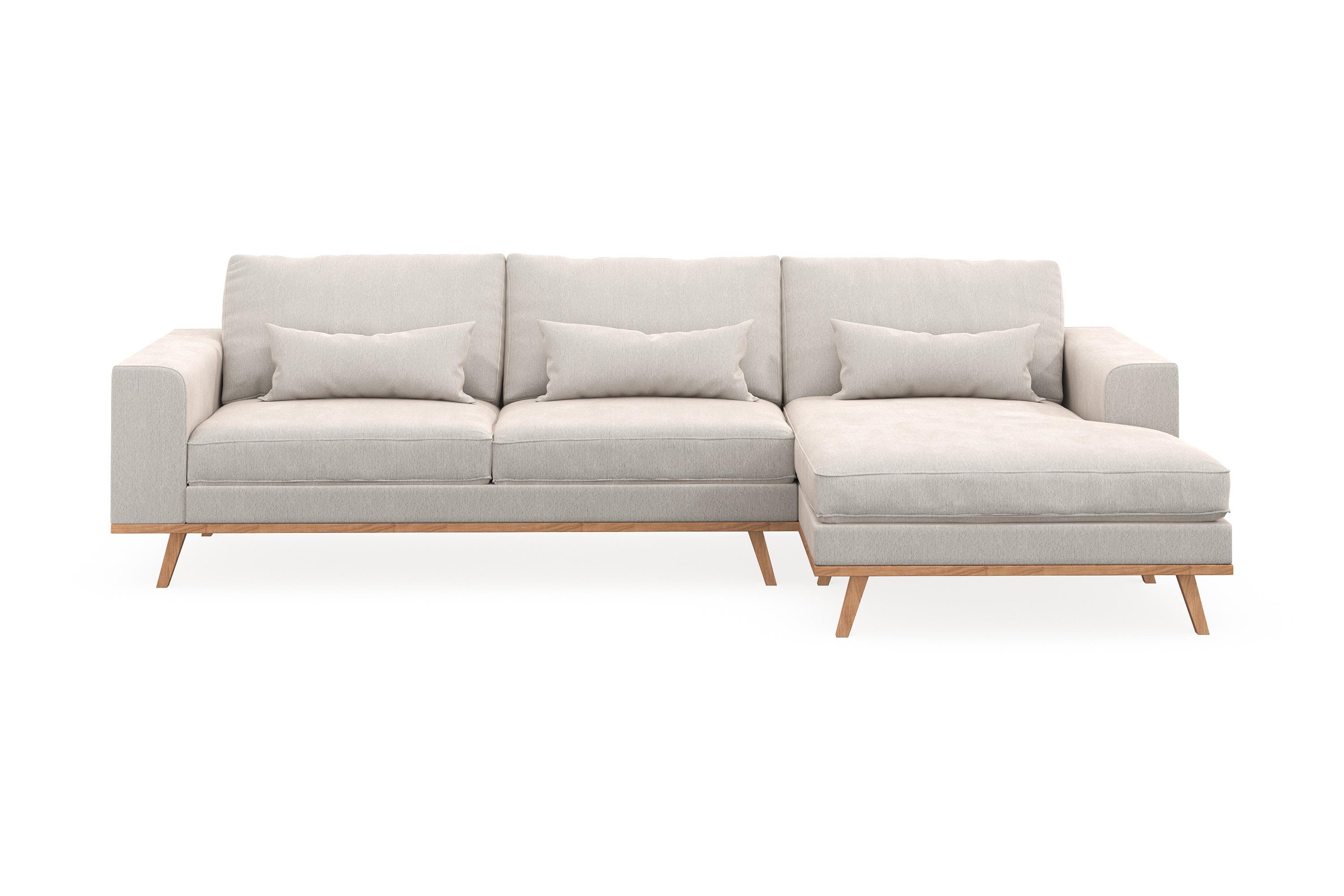 copenhagen 4-sits högervänd l-formad divansoffa i sammet - krämvit