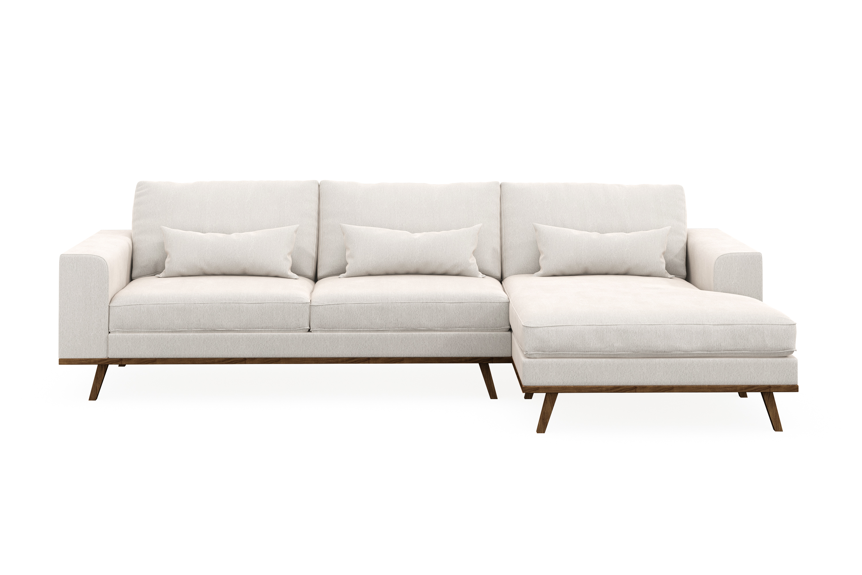 copenhagen 4-sits högervänd l-formad divansoffa i sammet - krämvit