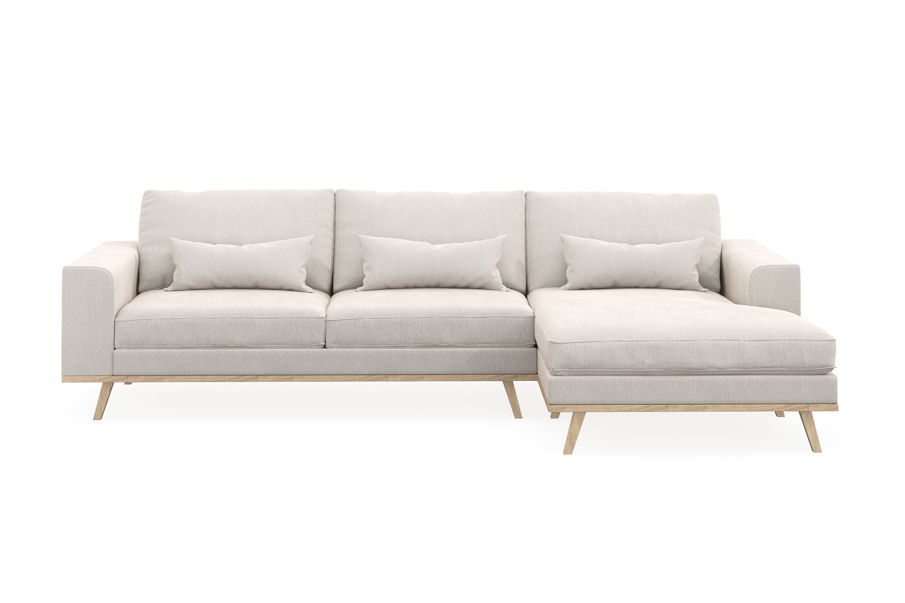 copenhagen 4-sits högervänd l-formad divansoffa i sammet - krämvit