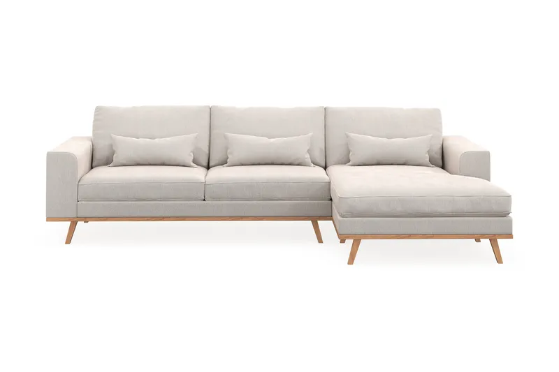 Copenhagen 4-sits Högervänd L-formad Divansoffa i Sammet - Krämvit - Möbler - Vardagsrum - Soffor - Divansoffa & schäslong