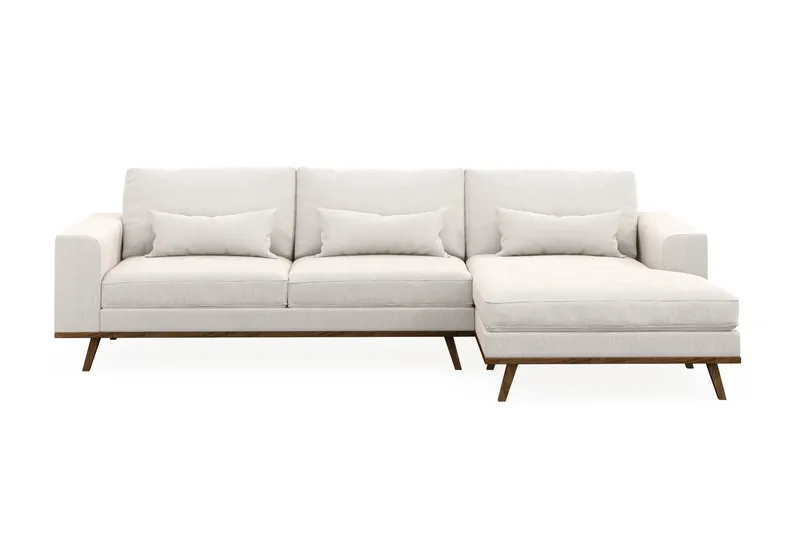 Copenhagen 4-sits Högervänd L-formad Divansoffa i Sammet - Krämvit - Möbler - Vardagsrum - Soffor - Divansoffa & schäslong