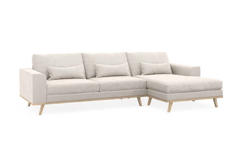 Copenhagen 4-sits Högervänd L-formad Divansoffa i Sammet - Krämvit - Möbler - Vardagsrum - Soffor - Divansoffa & schäslong