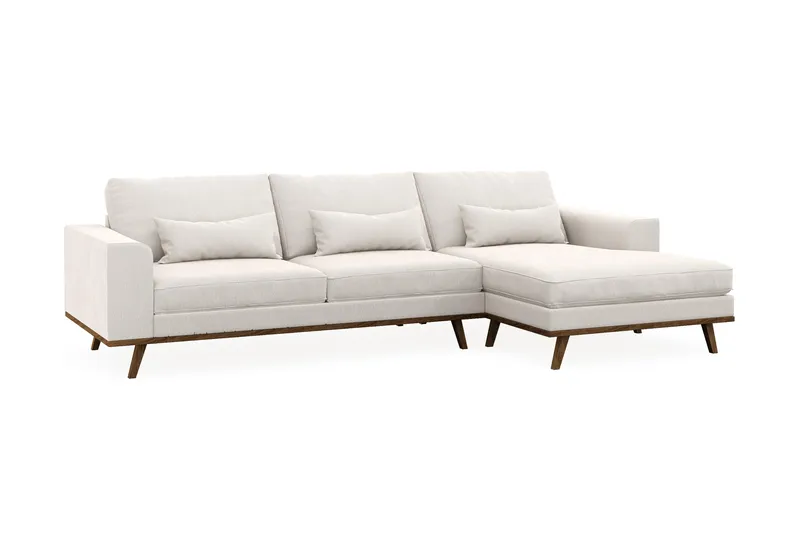 Copenhagen 4-sits Högervänd L-formad Divansoffa i Sammet - Krämvit - Möbler - Vardagsrum - Soffor - Divansoffa & schäslong