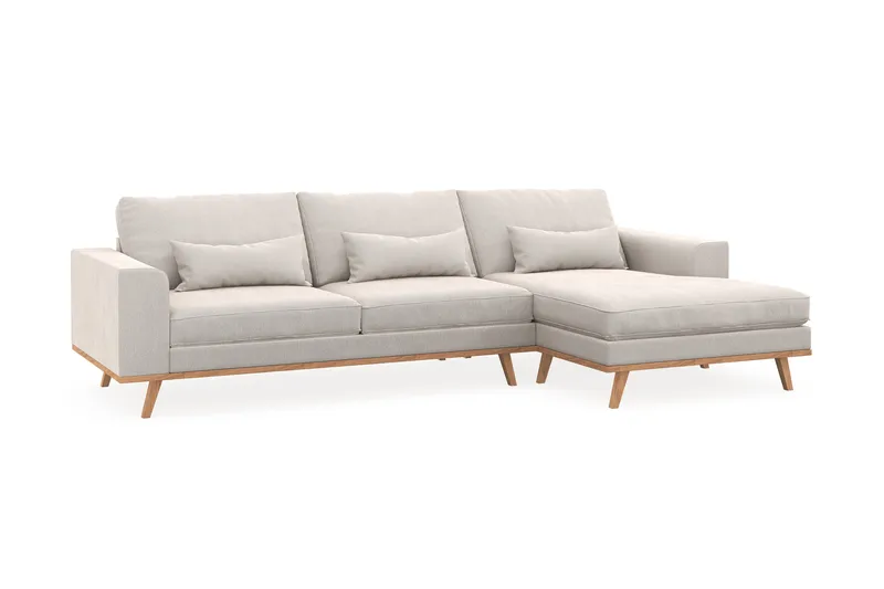 Copenhagen 4-sits Högervänd L-formad Divansoffa i Sammet - Krämvit - Möbler - Vardagsrum - Soffor - Divansoffa & schäslong