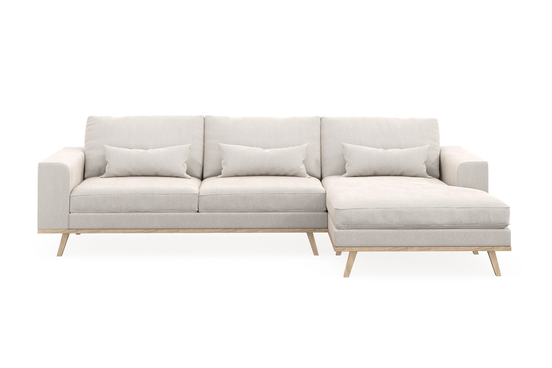 copenhagen 4-sits högervänd l-formad divansoffa i sammet - krämvit