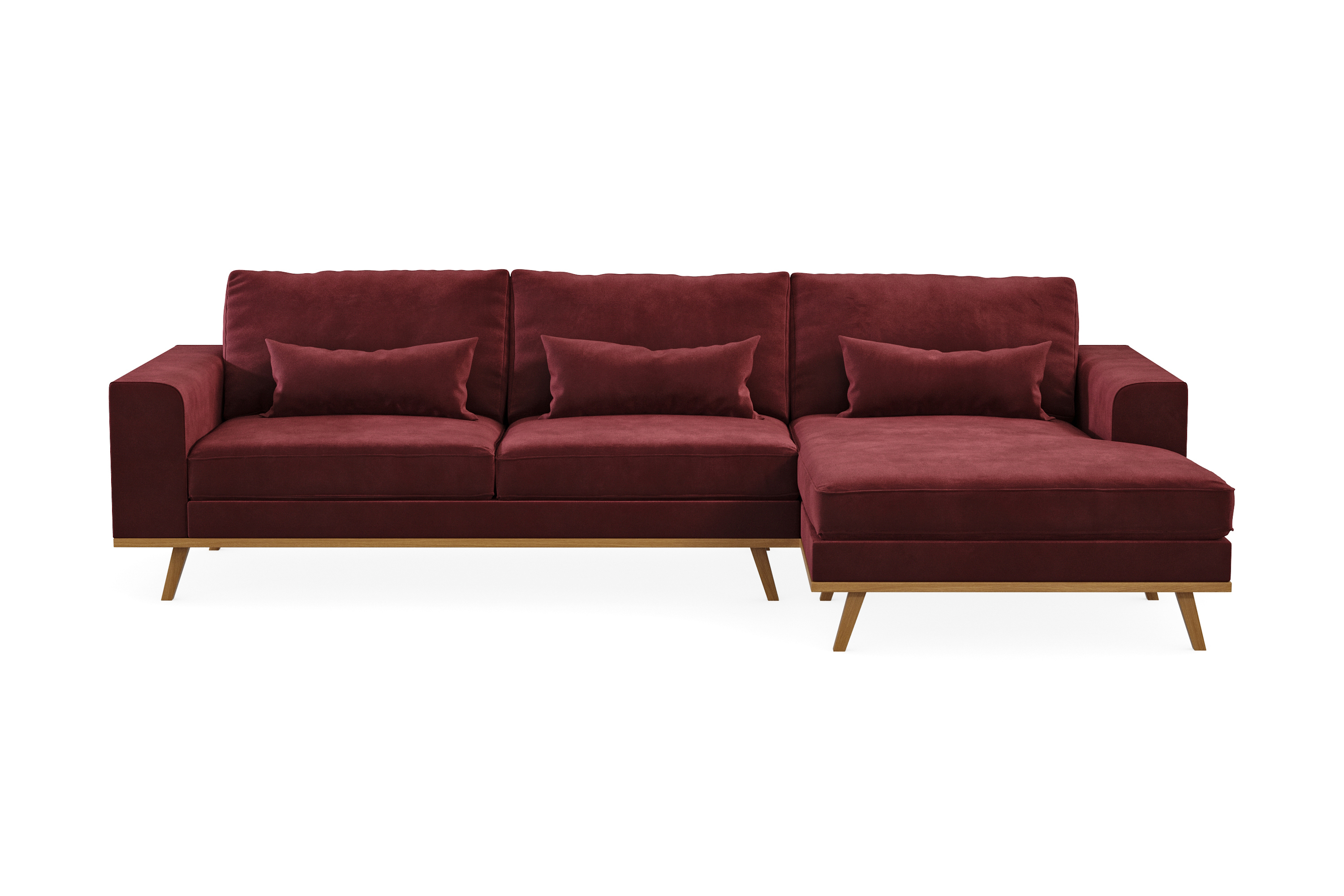 copenhagen 4-sits högervänd l-formad divansoffa i sammet - lila