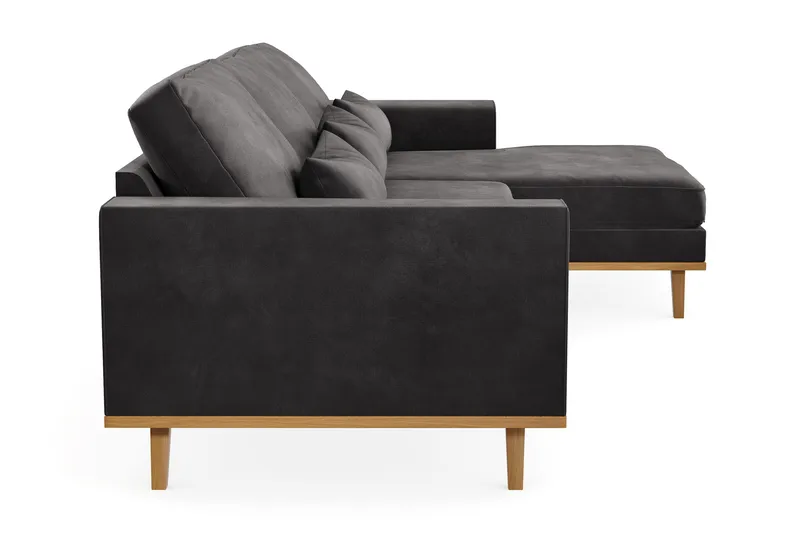 Copenhagen 4-sits Högervänd L-formad Divansoffa i Sammet - Mörkgrå - Möbler - Vardagsrum - Soffor - Divansoffa & schäslong