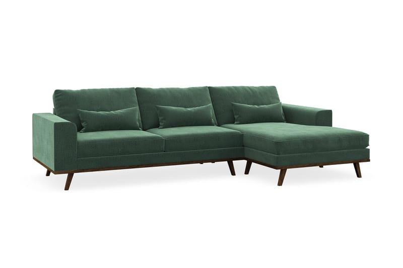 Copenhagen 4-sits Högervänd L-formad Divansoffa i Sammet - Mörkgrön - Möbler - Vardagsrum - Soffor - Divansoffa & schäslong