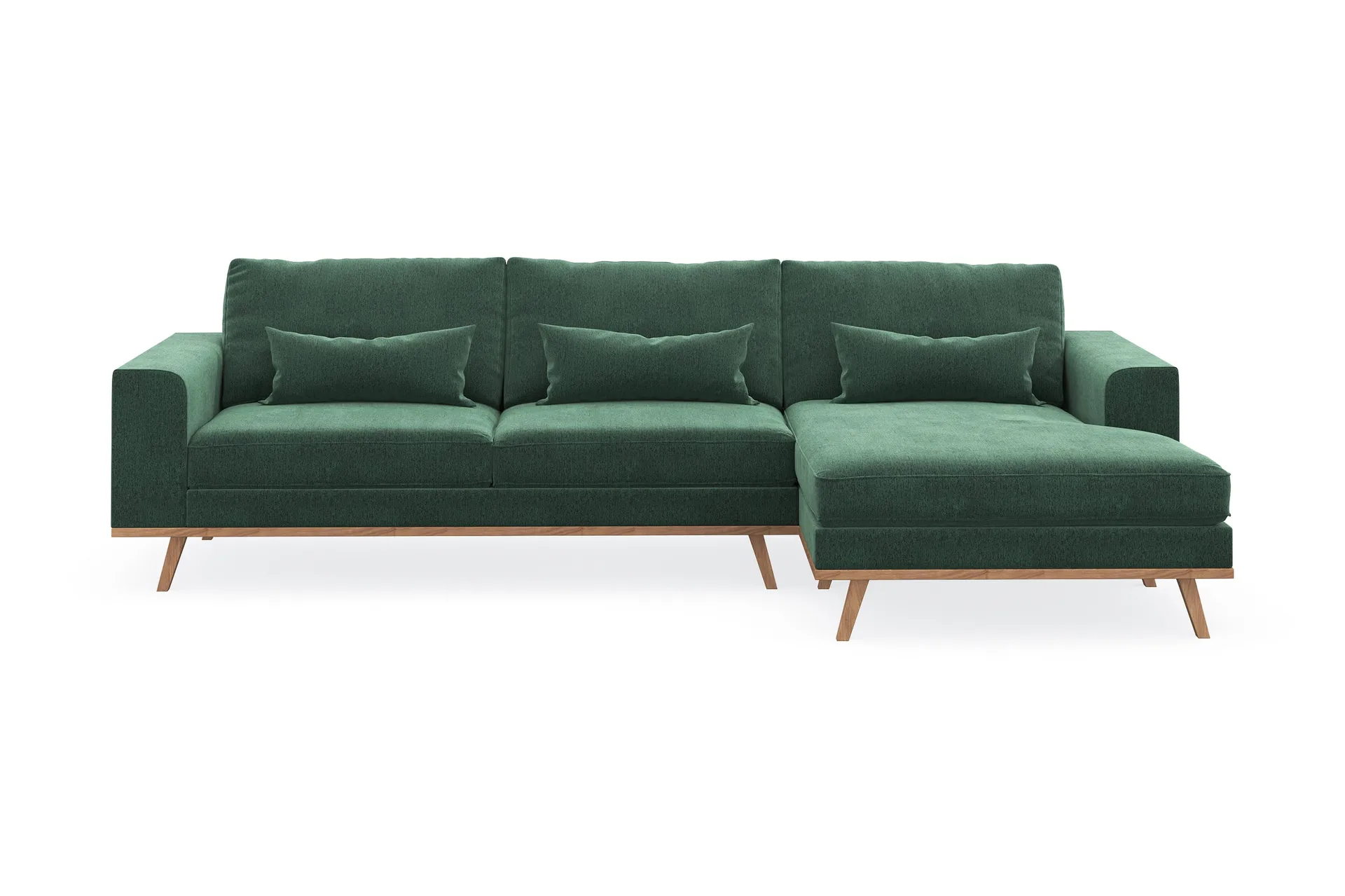 copenhagen 4-sits högervänd l-formad divansoffa i sammet - mörkgrön