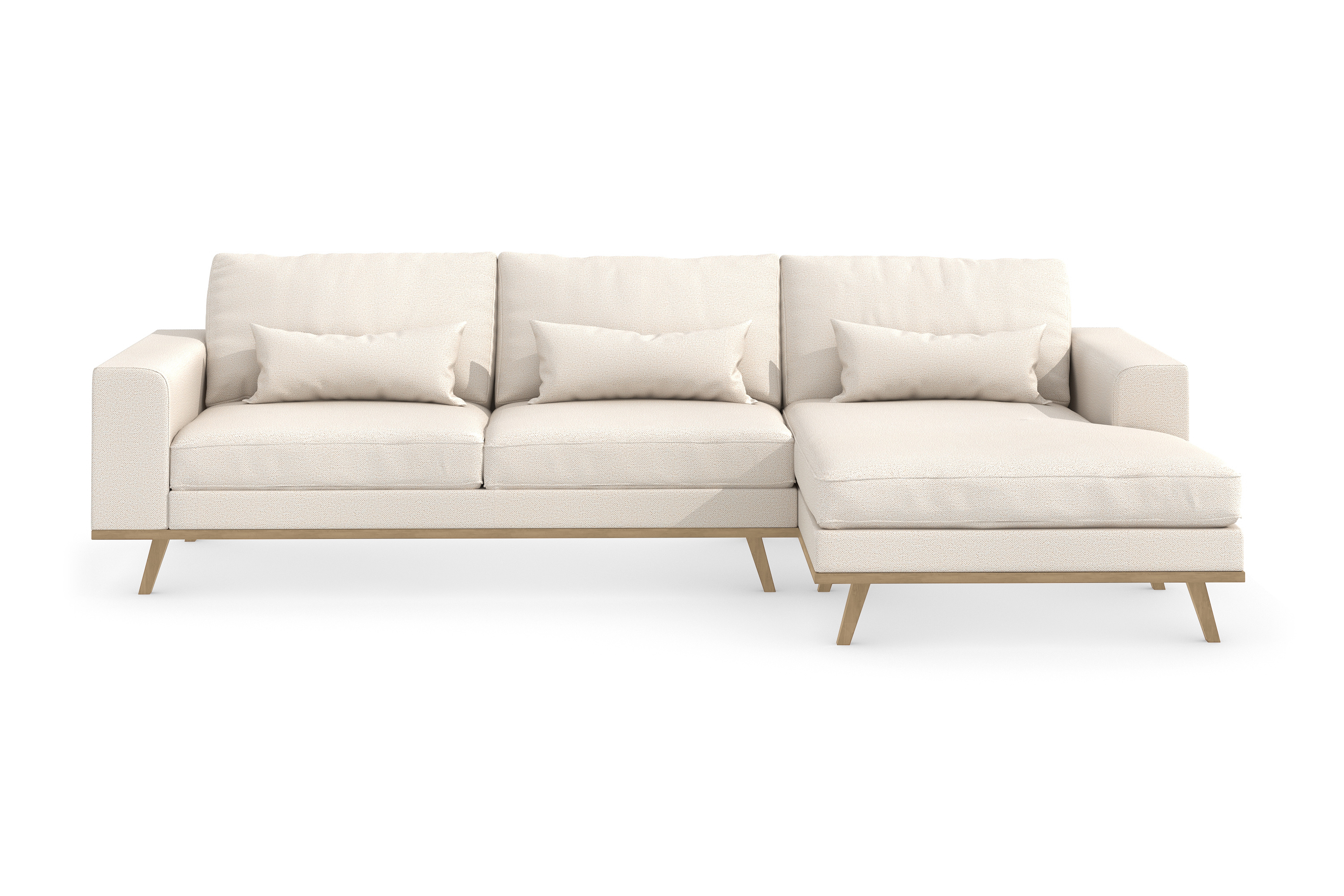 copenhagen 4-sits högervänd l-formad divansoffa i tyg - beige