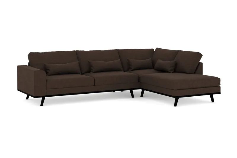 Copenhagen 4-sits Högervänd L-formad Divansoffa i Tyg - Brun - Möbler - Vardagsrum - Soffor - Divansoffa & schäslong