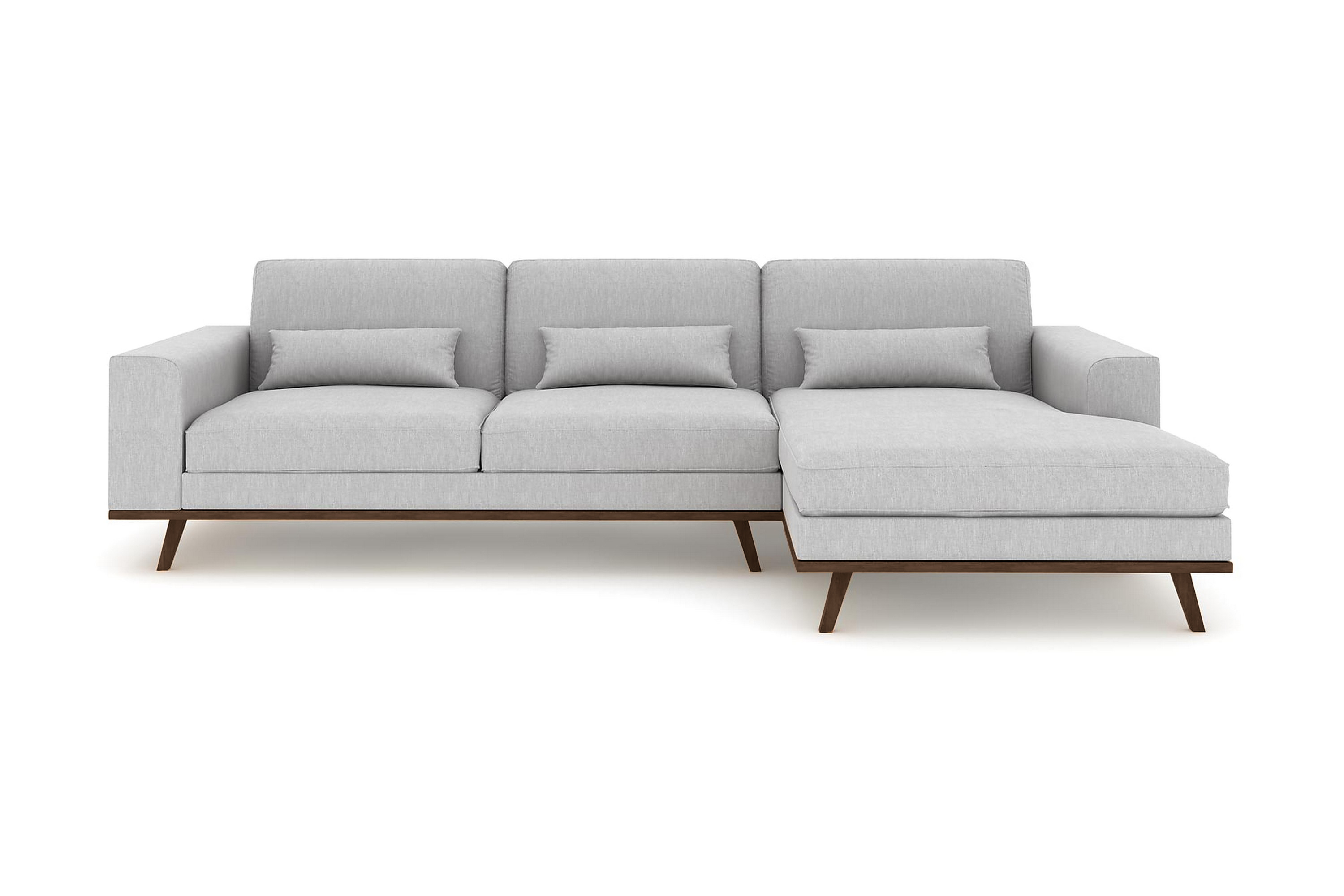 copenhagen 4-sits högervänd l-formad divansoffa i tyg - grå