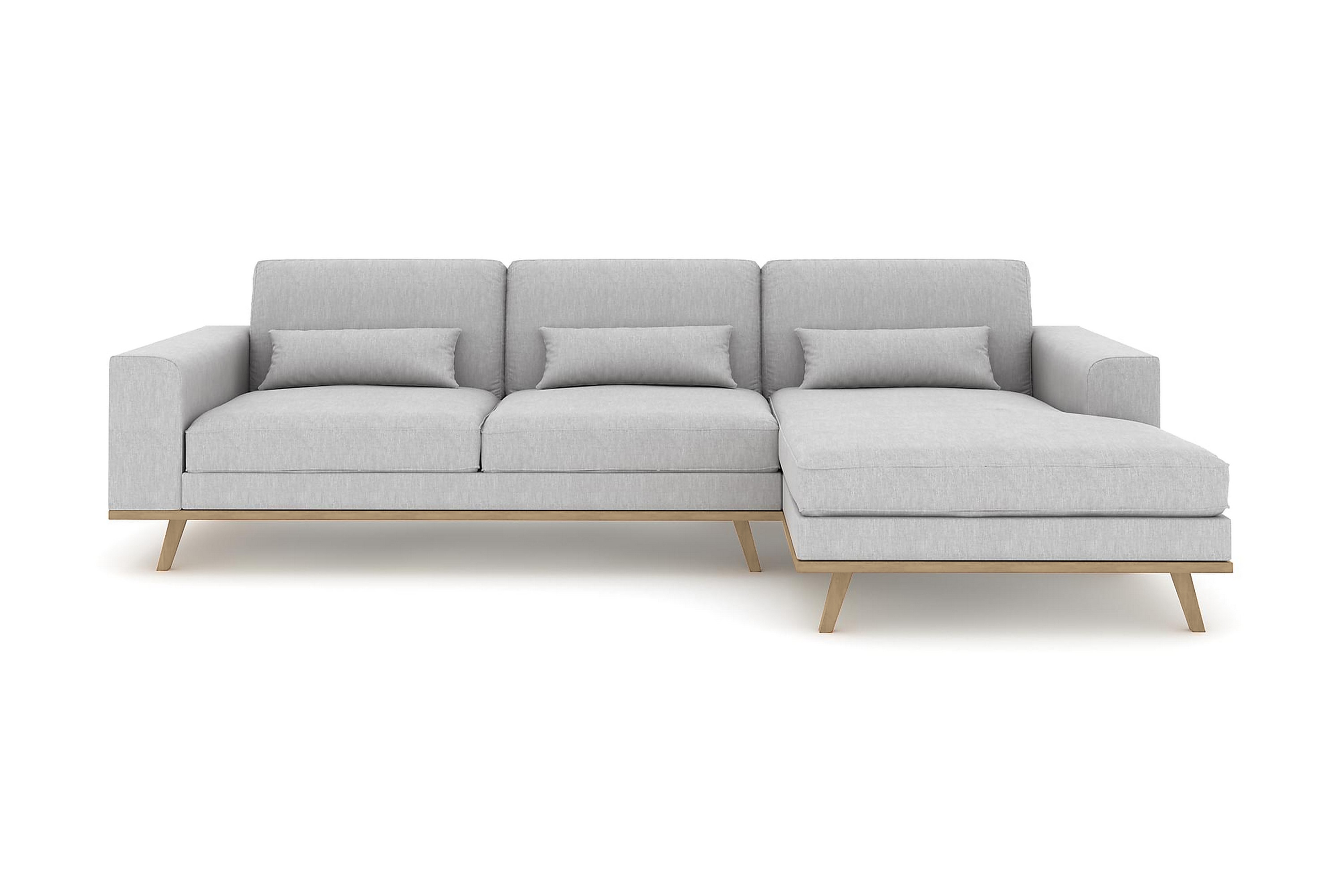 copenhagen 4-sits högervänd l-formad divansoffa i tyg - grå