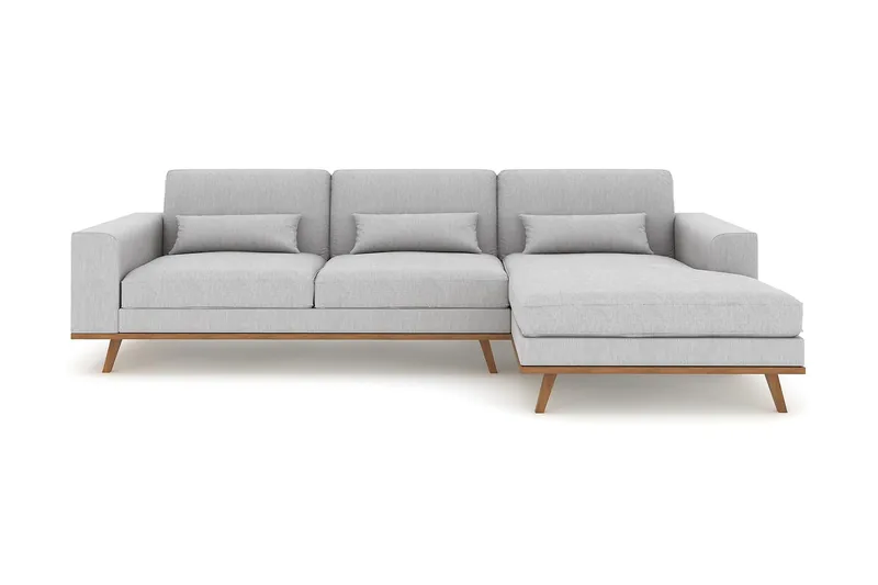 Copenhagen 4-sits Högervänd L-formad Divansoffa i Tyg - Grå - Möbler - Vardagsrum - Soffor - Divansoffa & schäslong