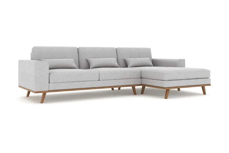 Copenhagen 4-sits Högervänd L-formad Divansoffa i Tyg - Grå - Möbler - Vardagsrum - Soffor - Divansoffa & schäslong