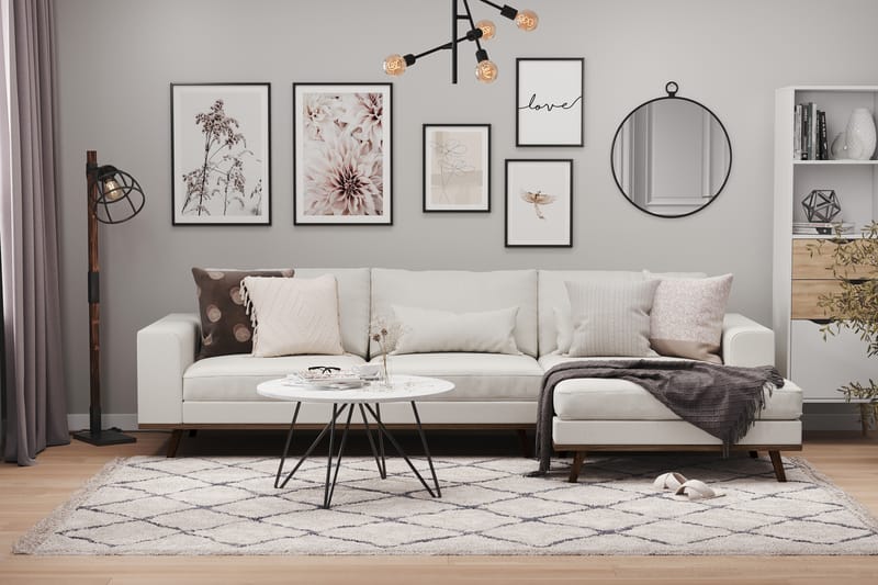 Copenhagen 4-sits Högervänd L-formad Divansoffa i Tyg - Ljusgrå - Möbler - Vardagsrum - Soffor - Divansoffa & schäslong