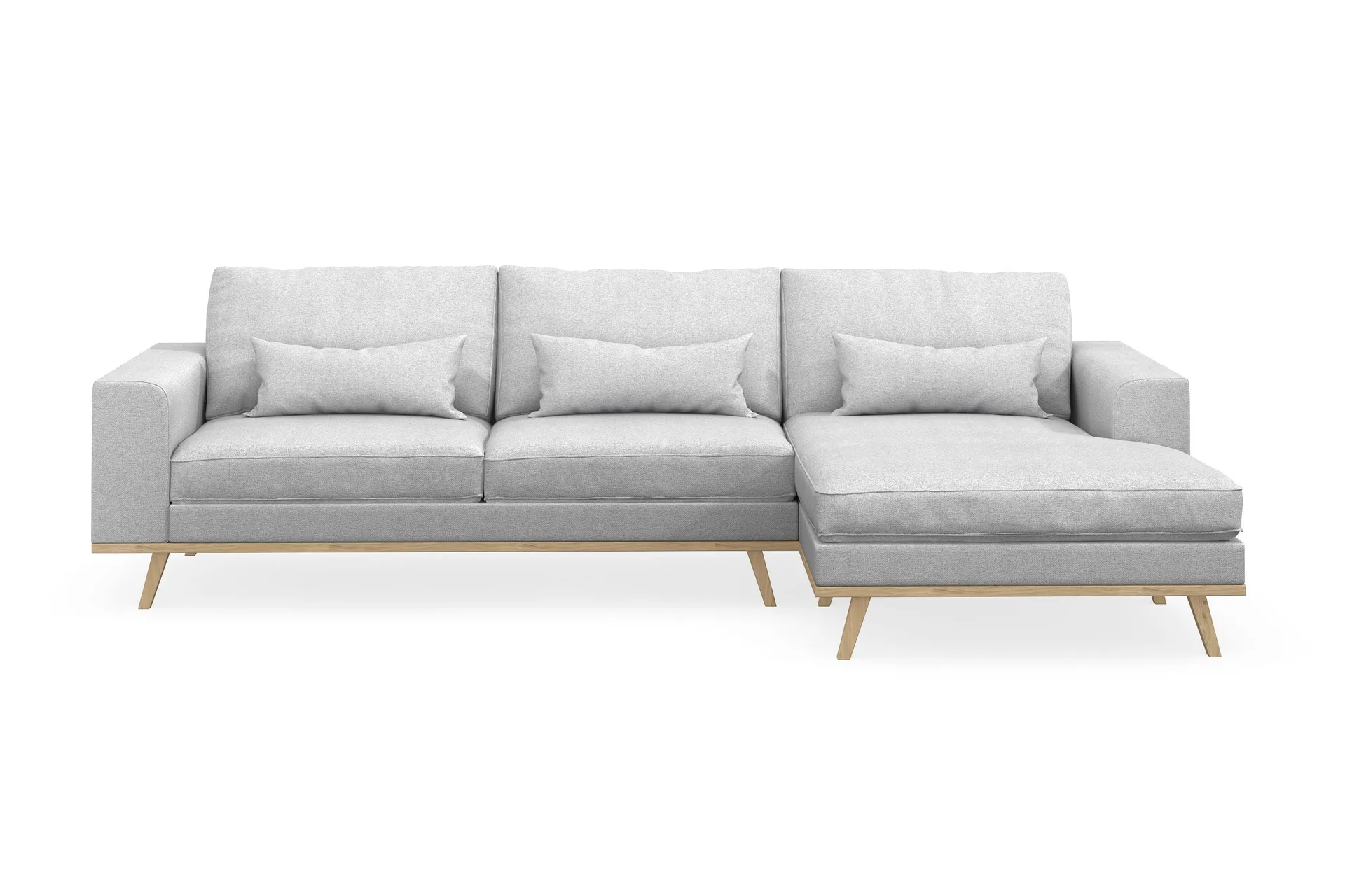 copenhagen 4-sits högervänd l-formad divansoffa i tyg - ljusgrå