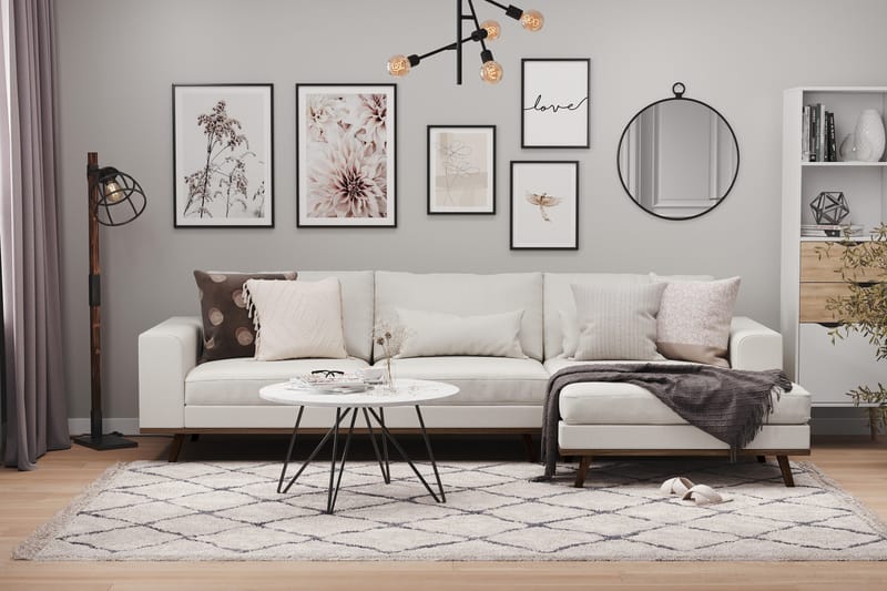 Copenhagen 4-sits Högervänd L-formad Divansoffa i Tyg - Ljusgrå - Möbler - Vardagsrum - Soffor - Divansoffa & schäslong