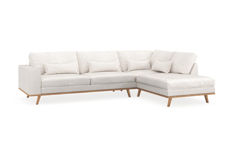 Copenhagen 4-sits Högervänd L-formad Schäslongsoffa i Bouclé - Vit - Möbler - Vardagsrum - Soffor - Divansoffa & schäslong